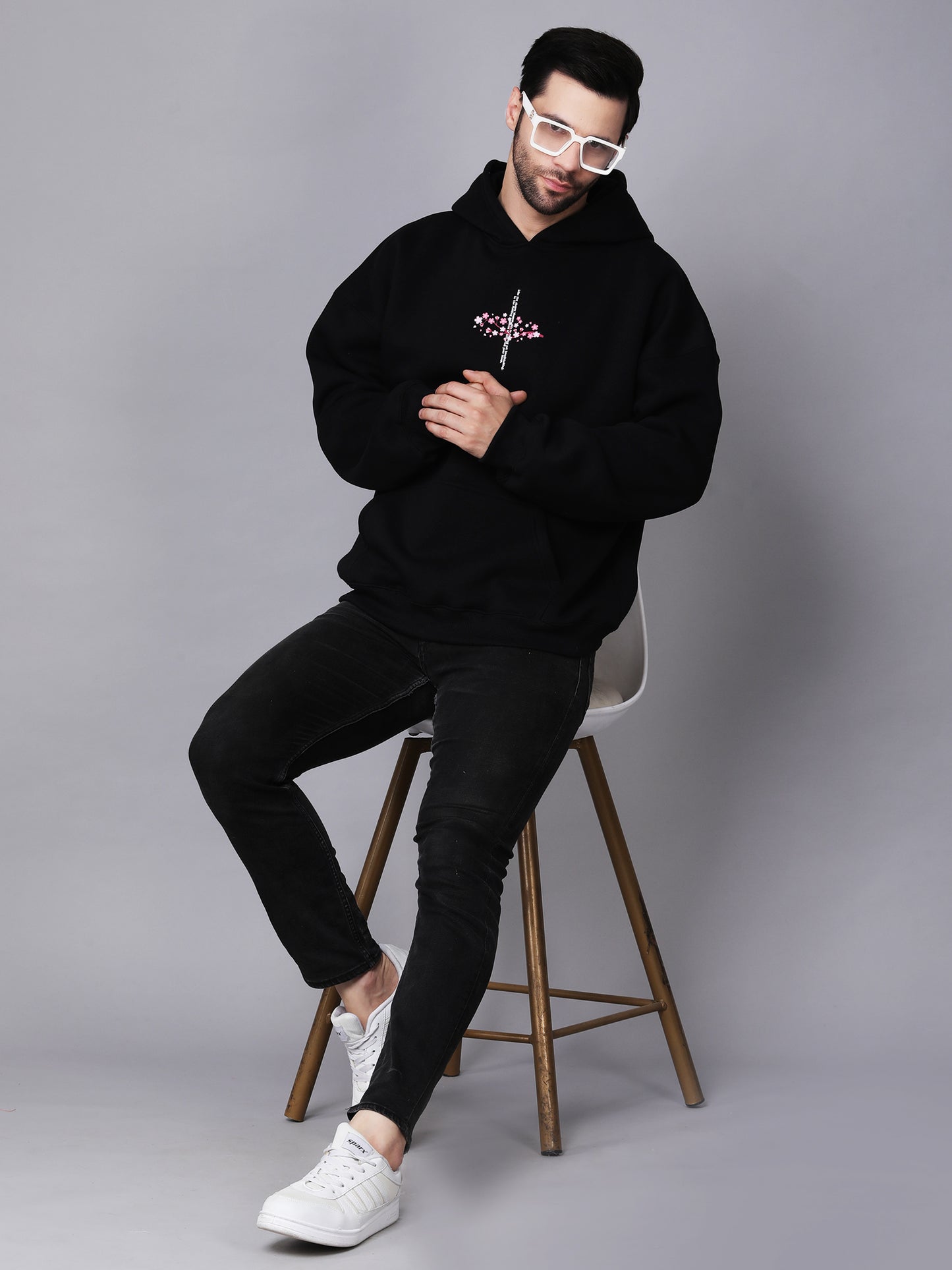 Black Floral Hoodie (UNISEX)