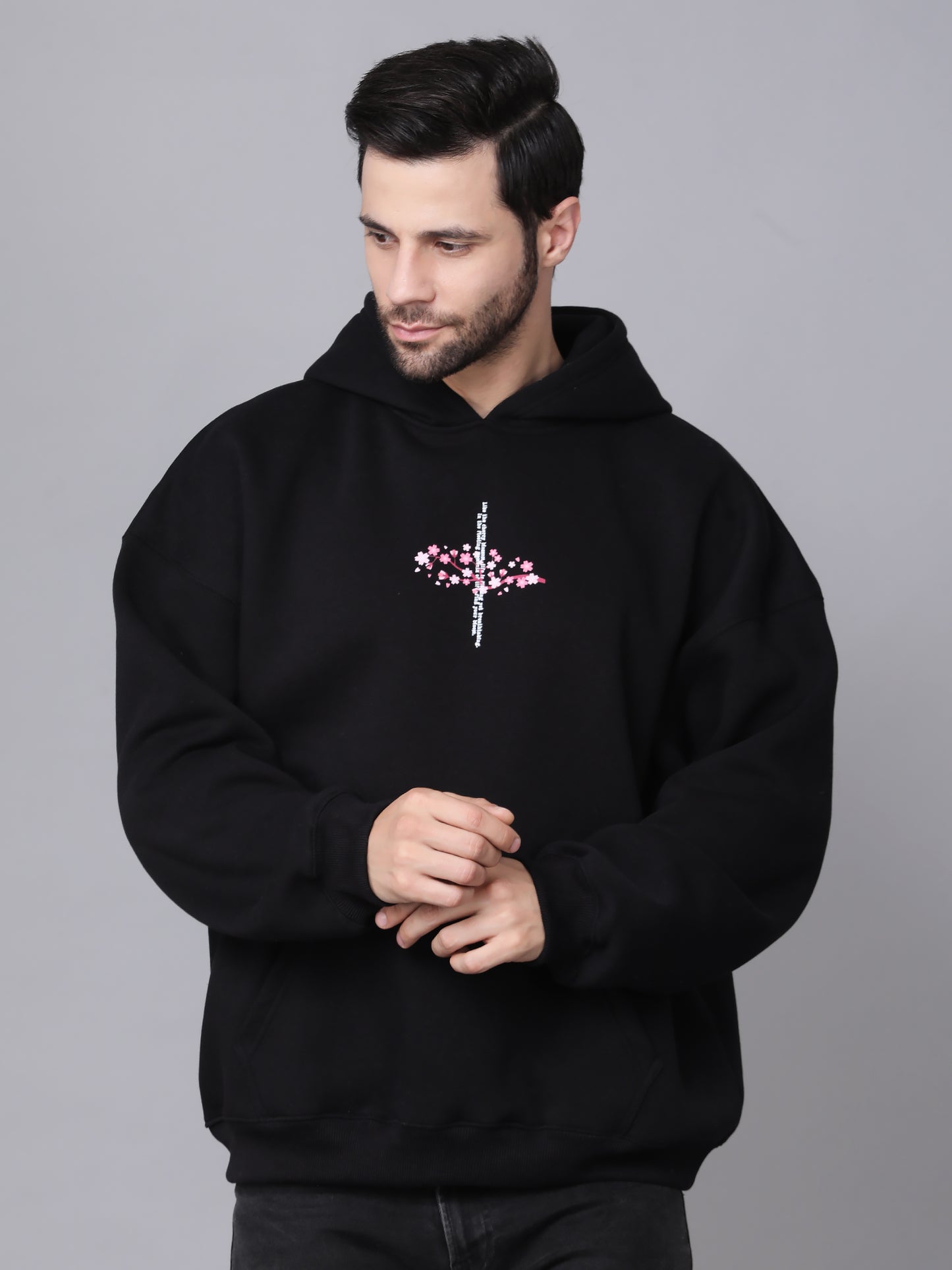 Black Floral Hoodie (UNISEX)
