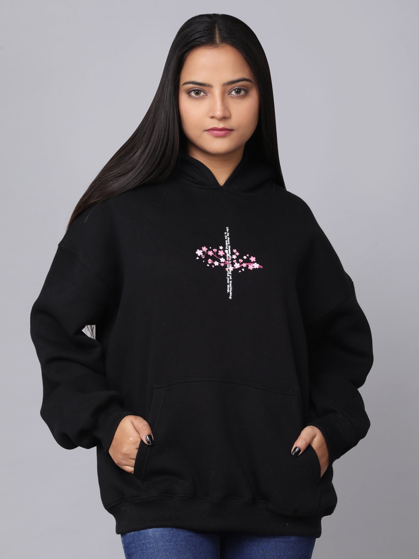 Black Floral Hoodie (UNISEX)