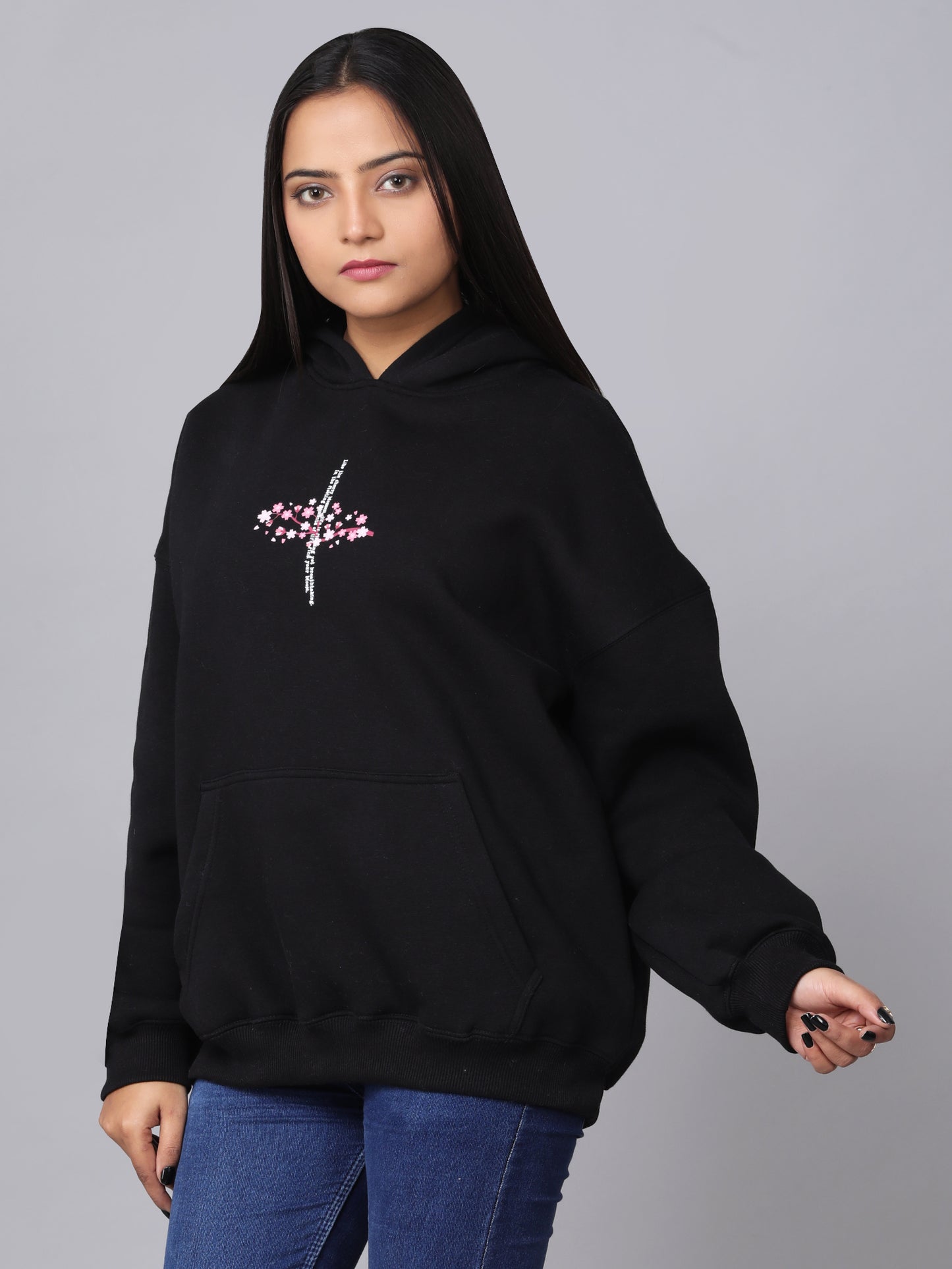 Black Floral Hoodie (UNISEX)