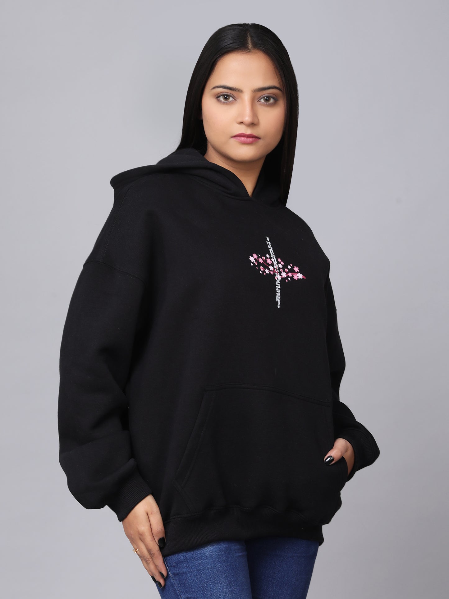 Black Floral Hoodie (UNISEX)